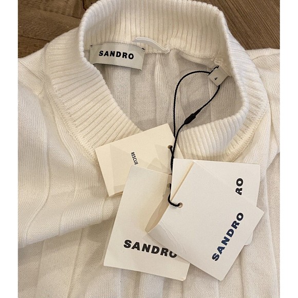 SANDRO Paris Ribbed Logo Lightweight Sweater Size 4 US XL NWT $245 MSRP - Picture 6 of 12